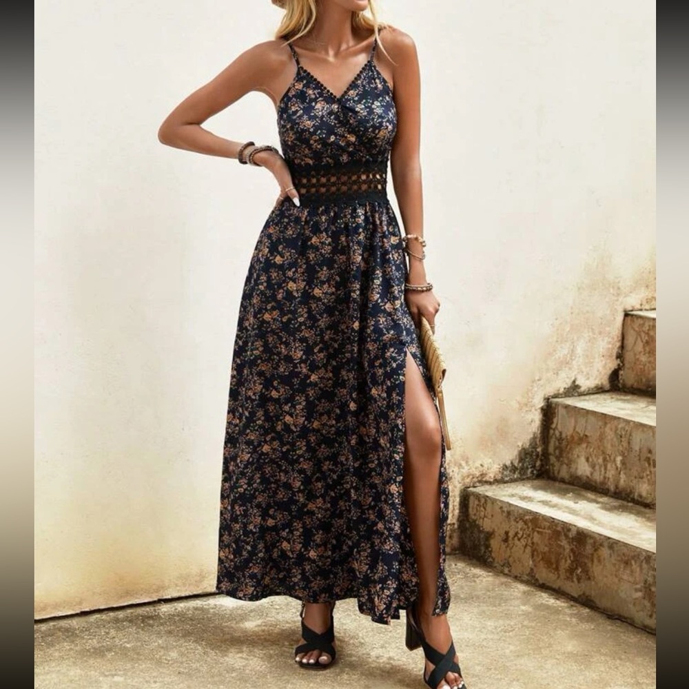 Boho floral print cami dress